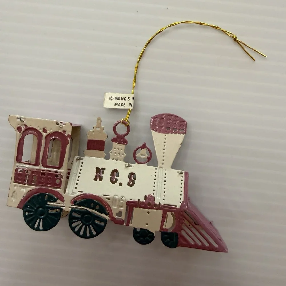 Vintage 1989 Wants International Metal Christmas Ornament Lot Train Carriage